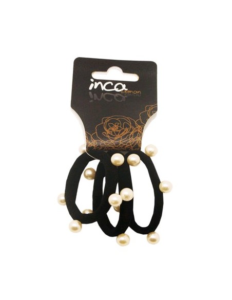 Pack 3 Gomas Negras Con Perlitas