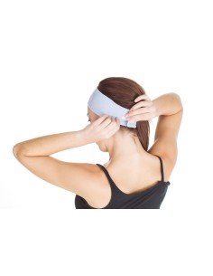 Turbante azul de rizo con velcro