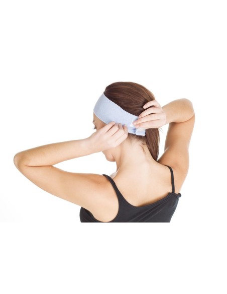 Turbante azul de rizo con velcro