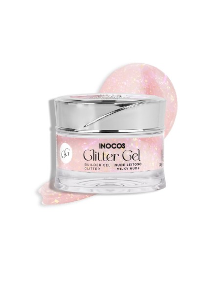 Gel construccion Glitter Nude Lechoso 30ml.