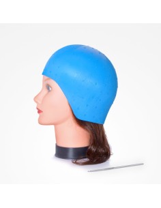 Gorro de Mechas Silicona Azul+Aguja Bifull